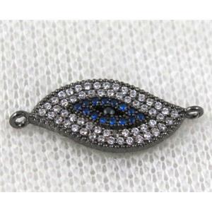 copper eye connector paved zircon, black plated, approx 10-23mm [FDZN870]
