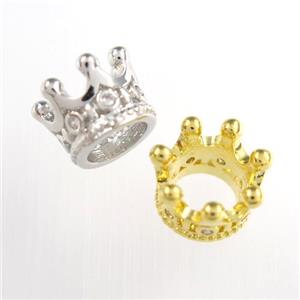copper crown beads paved zircon, mixed color, approx 6-8mm [FDZN8705]