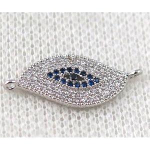 copper eye connector paved zircon, platinum plated, approx 10-23mm [FDZN871]