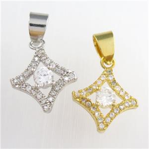 copper star pendants paved zircon, mixed, approx 13mm [FDZN8727]