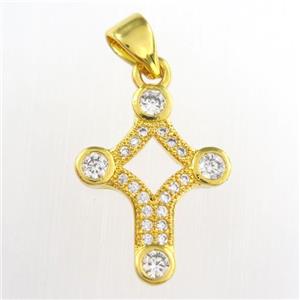copper star pendants paved zircon, gold plated, approx 13-18mm [FDZN8729]