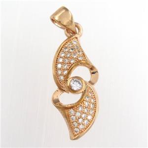 copper pendants paved zircon, rose gold, approx 9-20mm [FDZN8731]