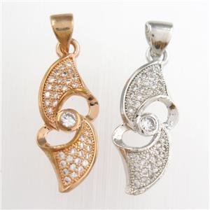 copper pendants paved zircon, mixed, approx 9-20mm [FDZN8733]