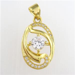 copper pendants paved zircon, gold plated, approx 12-17mm [FDZN8735]