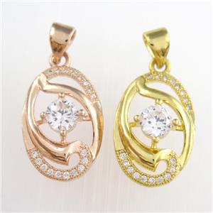copper pendants paved zircon, mixed, approx 12-17mm [FDZN8736]