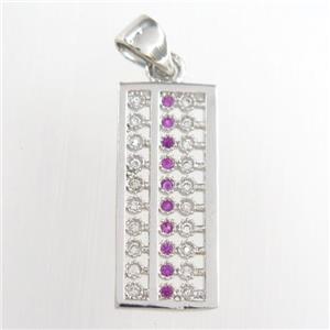 copper suanpan pendants paved zircon, platinum plated, approx 11-15mm [FDZN8738]