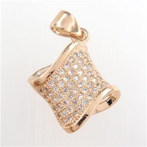 copper pendants paved zircon, rose gold, approx 20mm [FDZN8740]