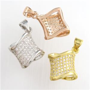copper pendants paved zircon, mixed, approx 20mm [FDZN8743]