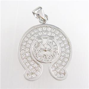 copper pendants paved zircon, platinum plated, approx 15-18mm [FDZN8744]