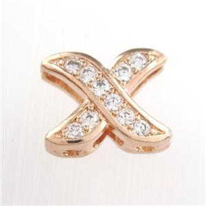 copper Xpendants paved zircon, rose gold, approx 10-13mm [FDZN8784]