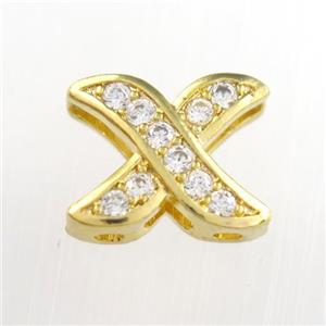 copper Xpendants paved zircon, gold plated, approx 10-13mm [FDZN8785]