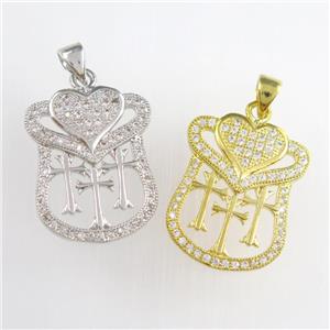 copper pendants paved zircon, mixed, approx 17-22mm [FDZN8801]