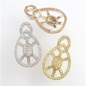 copper tortoise pendants paved zircon, mixed, approx 15-25mm [FDZN8812]