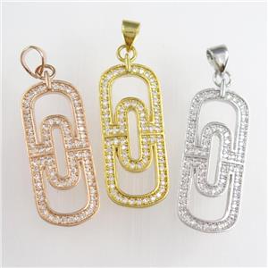 copper oval pendants paved zircon, runway, mixed, approx 12-27mm [FDZN8835]