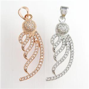copper pendants paved zircon, mixed, approx 10-27mm [FDZN8838]