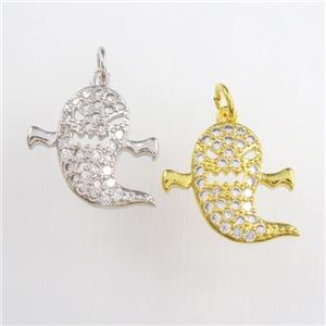 copper dolphin pendants paved zircon, mixed, approx 13-15mm [FDZN8863]