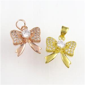 copper knot pendants paved zircon, mixed, approx 13-14mm [FDZN8873]