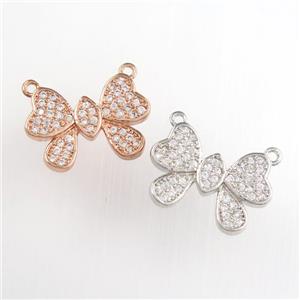 copper butterfly pendants paved zircon, mixed color, approx 11-17mm [FDZN8879]