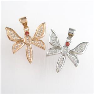 copper dragonfly pendants paved zircon, mixed, approx 20mm [FDZN8886]