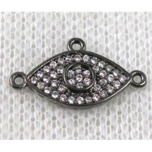 copper eye connector paved zircon with 3loops, black plated, approx 8-16mm [FDZN889]