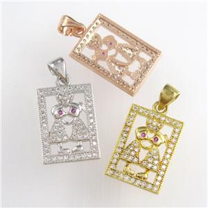 copper couple pendants paved zircon, mixed color, approx 12-17mm [FDZN8910]