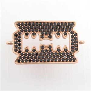 copper connector paved zircon, rose gold, approx 15-22mm [FDZN9031]