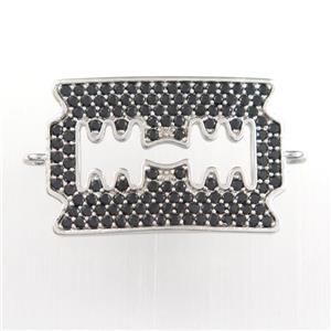 copper connector paved zircon, platinum plated, approx 15-22mm [FDZN9032]