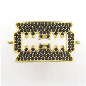 copper connector paved zircon, gold plated, approx 15-22mm [FDZN9033]