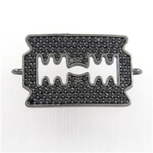 copper connector paved zircon, black plated, approx 15-22mm [FDZN9034]