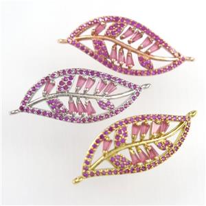 copper leaf connector paved zircon, mixed color, approx 11-27mm [FDZN9039]