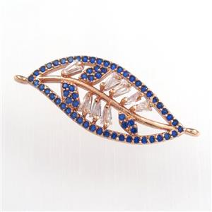 copper leaf connector paved zircon, rose gold, approx 11-27mm [FDZN9040]