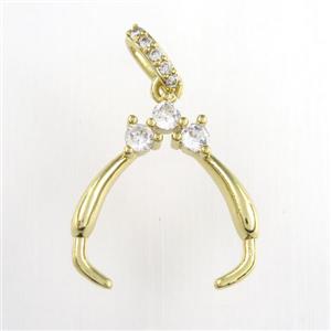 copper clasp bail paved zircon, gold plated, approx 20-22mm [FDZN9046]
