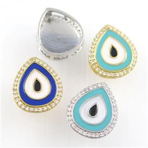 copper teardrop pendant paved zircon, evil eye, mixed color, approx 12-20mm [FDZN9049]
