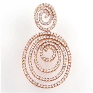 copper pendant paved zircon, rebirth, rose gold, approx 10-13mm, 21-26mm [FDZN9063]