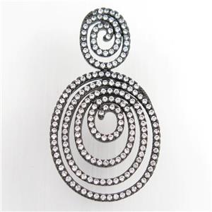 copper pendant paved zircon, rebirth, black plated, approx 10-13mm, 21-26mm [FDZN9066]