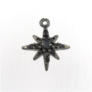 copper northstar pendant paved zircon, black plated, approx 12.5mm dia [FDZN9110]