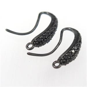 copper earring paved zircon, black plated, approx 10-16mm [FDZN9116]