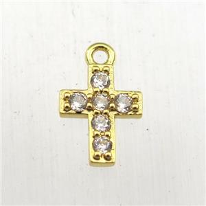 copper cross pendant paved zircon, gold plated, approx 8-12mm [FDZN9125]