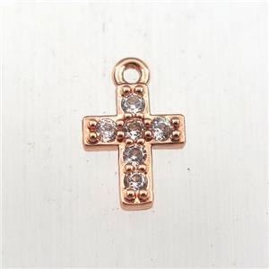 copper cross pendant paved zircon, rose gold, approx 8-12mm [FDZN9126]