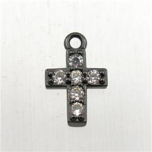 copper cross pendant paved zircon, black plated, approx 8-12mm [FDZN9127]