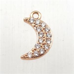 copper moon pendant paved zircon, rose gold, approx 8-12mm [FDZN9131]