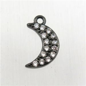 copper moon pendant paved zircon, black plated, approx 8-12mm [FDZN9132]