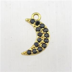 copper moon pendant paved zircon, gold plated, approx 8-12mm [FDZN9135]