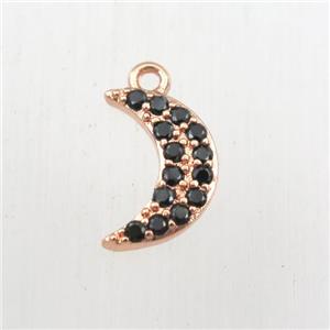 copper moon pendant paved zircon, rose gold, approx 8-12mm [FDZN9136]