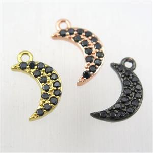 copper moon pendant paved zircon, mix color, approx 8-12mm [FDZN9138]