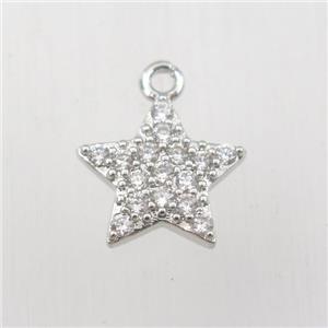 copper star pendant paved zircon, platinum plated, approx 12mm dia [FDZN9139]