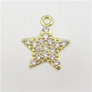 copper star pendant paved zircon, gold plated, approx 12mm dia [FDZN9140]