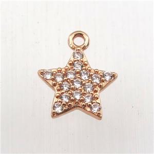 copper star pendant paved zircon, rose gold, approx 12mm dia [FDZN9141]