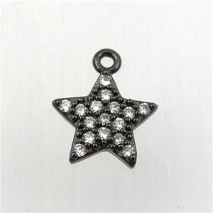 copper star pendant paved zircon, black plated, approx 12mm dia [FDZN9142]