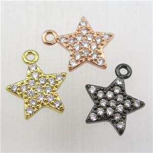 copper star pendant paved zircon, mix color, approx 12mm dia [FDZN9143]